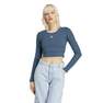 Women Essentials Rib Long-Sleeve Top, Blue, A701_ONE, thumbnail image number 11