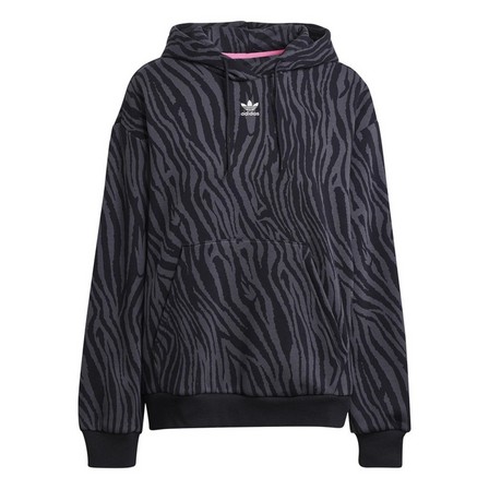Women Allover Zebra Animal Print Essentials Hoodie, Black, A701_ONE, large image number 0