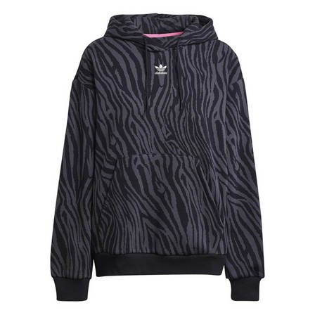 Women Allover Zebra Animal Print Essentials Hoodie, Black, A701_ONE, large image number 2