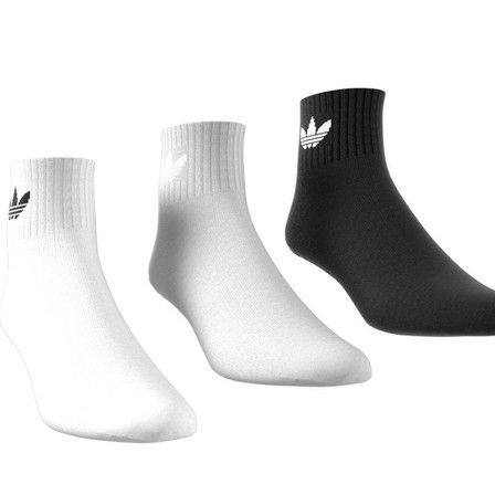 Unisex Mid Crew Socks 3 Pairs, White, A701_ONE, large image number 4