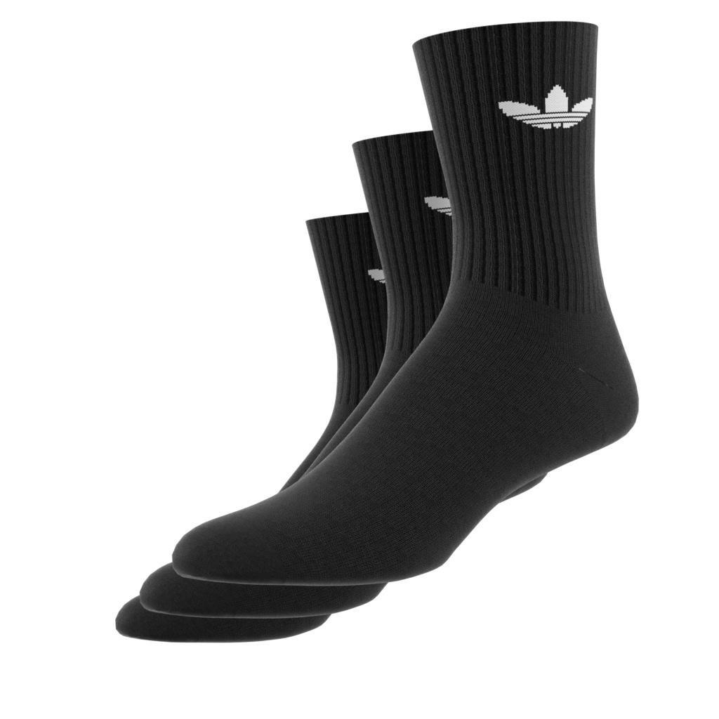 Unisex Trefoil Cushion Crew Socks 3 Pairs, Multicolour, , large image number 0