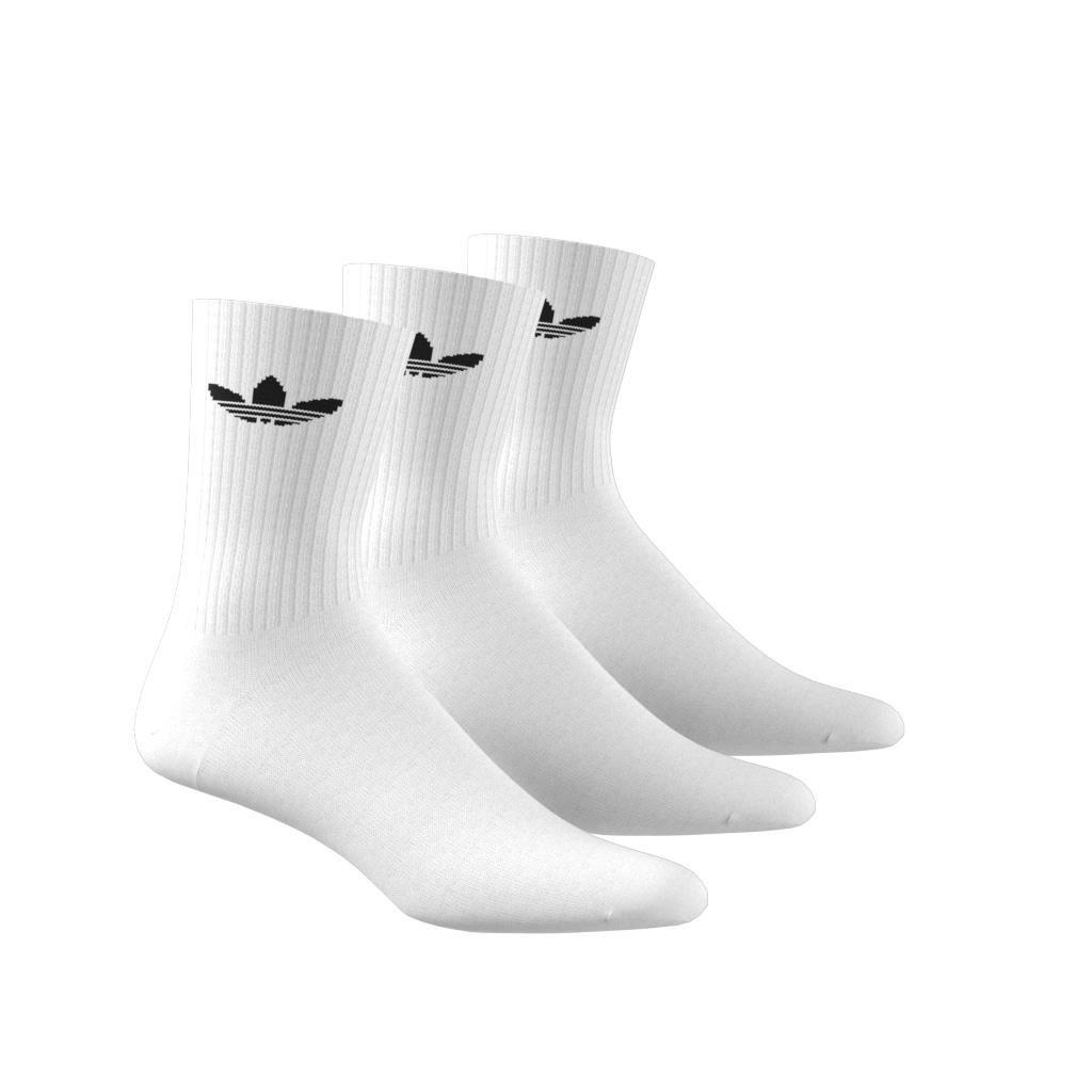 Unisex Trefoil Cushion Crew Socks 3 Pairs, White, , large image number 4