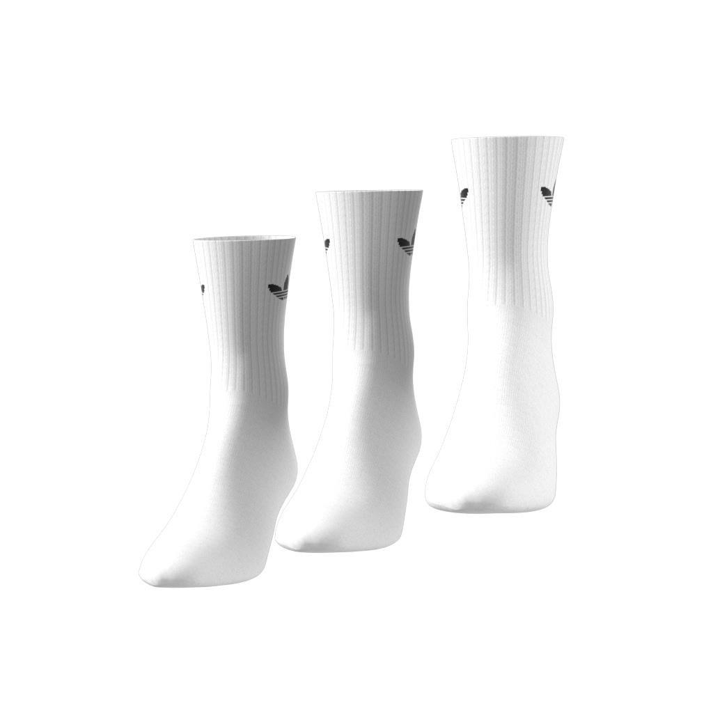 Unisex Trefoil Cushion Crew Socks 3 Pairs, White, , large image number 7