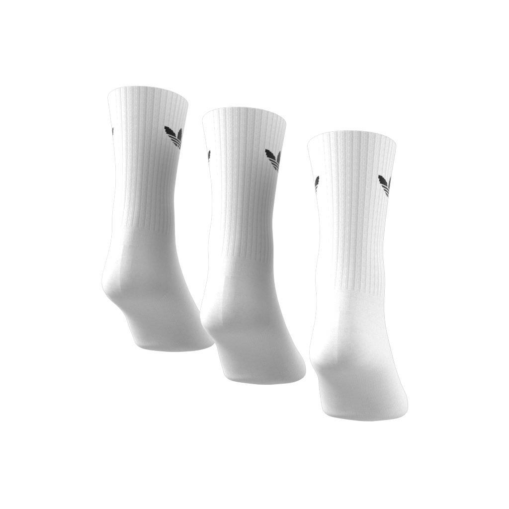 Unisex Trefoil Cushion Crew Socks 3 Pairs, White, , large image number 8