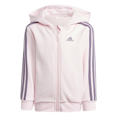 Unisex Kids Essentials 3-Stripes Zip Hooded Jacket, Pink, A701_ONE, large image number 0