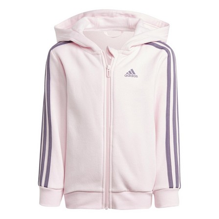 Unisex Kids Essentials 3-Stripes Zip Hooded Jacket, Pink, A701_ONE, large image number 1