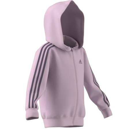 Unisex Kids Essentials 3-Stripes Zip Hooded Jacket, Pink, A701_ONE, large image number 12