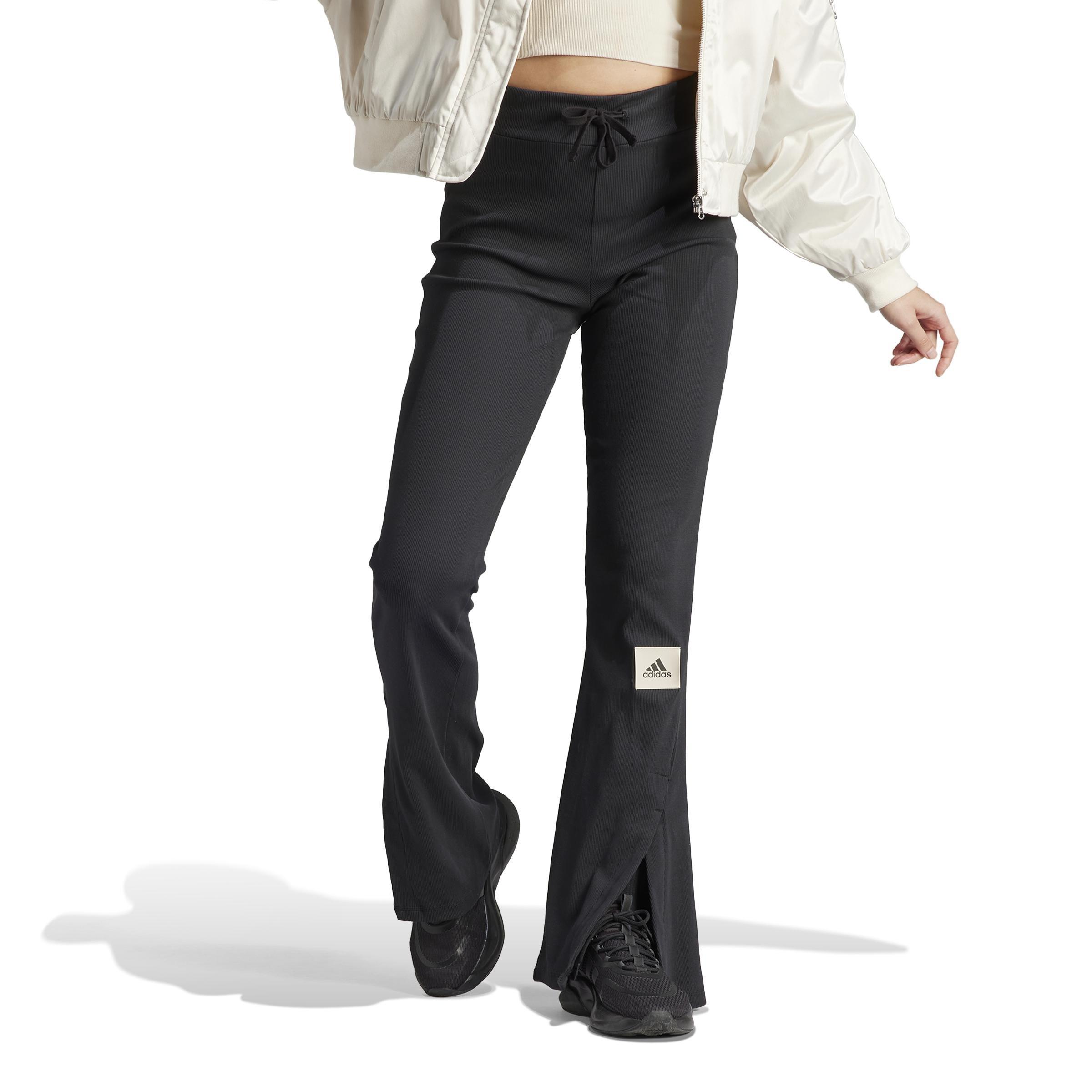 Female Lounge Ribbed Flared-Leg Joggers, Black, A701_ONE, large image number 1