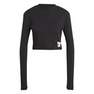 Women Lounge Ribbed Crop Long-Sleeve Top, Black, A701_ONE, thumbnail image number 0