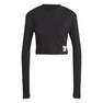 Women Lounge Ribbed Crop Long-Sleeve Top, Black, A701_ONE, thumbnail image number 1