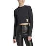 Women Lounge Ribbed Crop Long-Sleeve Top, Black, A701_ONE, thumbnail image number 2