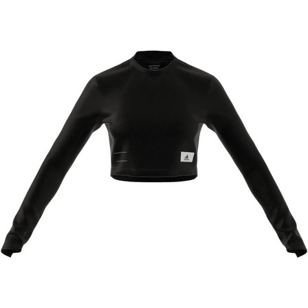 Women Lounge Ribbed Crop Long-Sleeve Top, Black, A701_ONE, large image number 12