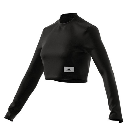 Women Lounge Ribbed Crop Long-Sleeve Top, Black, A701_ONE, large image number 14