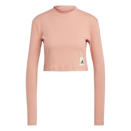 Female Lounge Ribbed Crop Long-Sleeve Top, Pink, A701_ONE, large image number 2