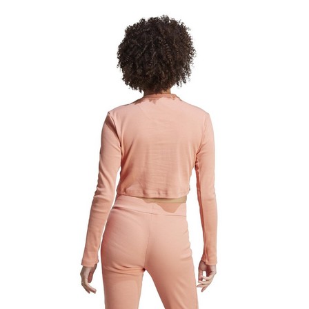 Female Lounge Ribbed Crop Long-Sleeve Top, Pink, A701_ONE, large image number 5
