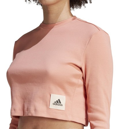 Female Lounge Ribbed Crop Long-Sleeve Top, Pink, A701_ONE, large image number 7