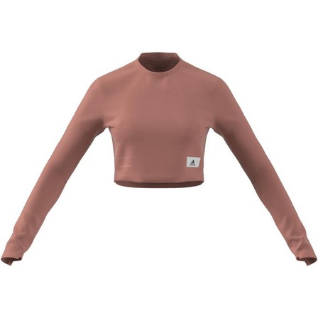 Female Lounge Ribbed Crop Long-Sleeve Top, Pink, A701_ONE, large image number 9