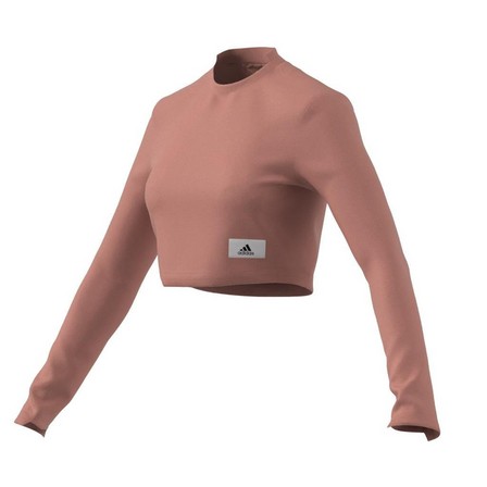 Female Lounge Ribbed Crop Long-Sleeve Top, Pink, A701_ONE, large image number 13