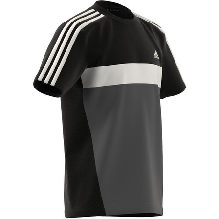 Unisex Kids Tiberio 3-Stripes Colorblock T-Shirt, Black, A701_ONE, large image number 12