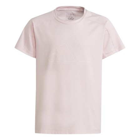 Kids Girls Essentials Aeroready Logo T-Shirt, Pink, A701_ONE, large image number 2