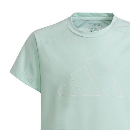 Kids Girls Essentials Aeroready Logo T-Shirt, Green, A701_ONE, large image number 3