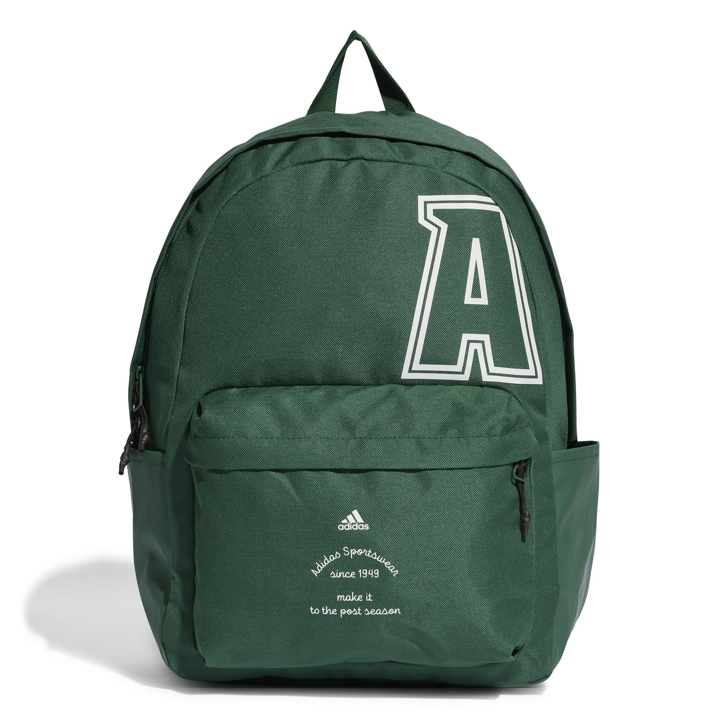 Unisex Classic Initial Print Backpack, Green