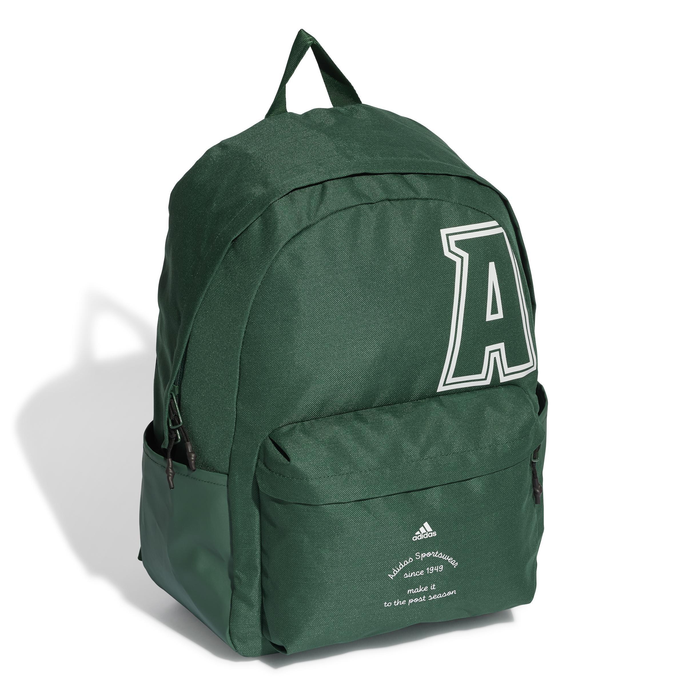 Unisex Classic Initial Print Backpack, Green, A701_ONE, large image number 2