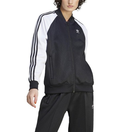 Women Adicolor Classics Oversized Sst Track Top, Black, A701_ONE, large image number 0