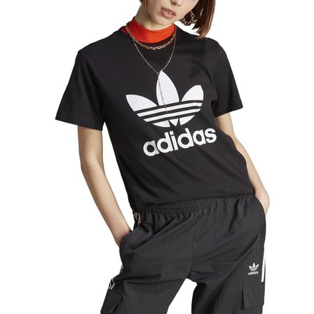 Women Adicolor Classics Trefoil T-Shirt, Black, A701_ONE, large image number 1