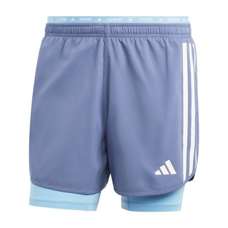 Men Own The Run 3-Stripes 2-In-1 Shorts, Blue, A701_ONE, large image number 1