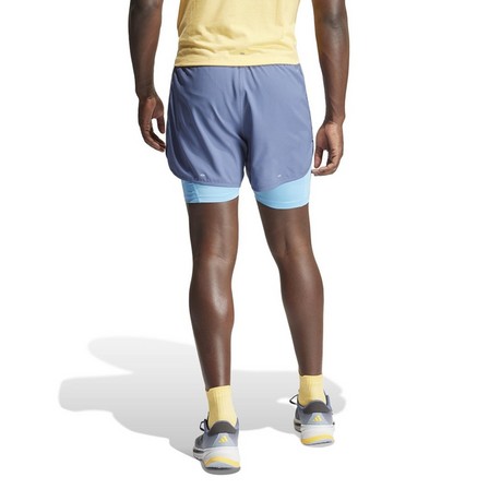 Men Own The Run 3-Stripes 2-In-1 Shorts, Blue, A701_ONE, large image number 2