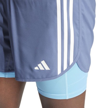 Men Own The Run 3-Stripes 2-In-1 Shorts, Blue, A701_ONE, large image number 3