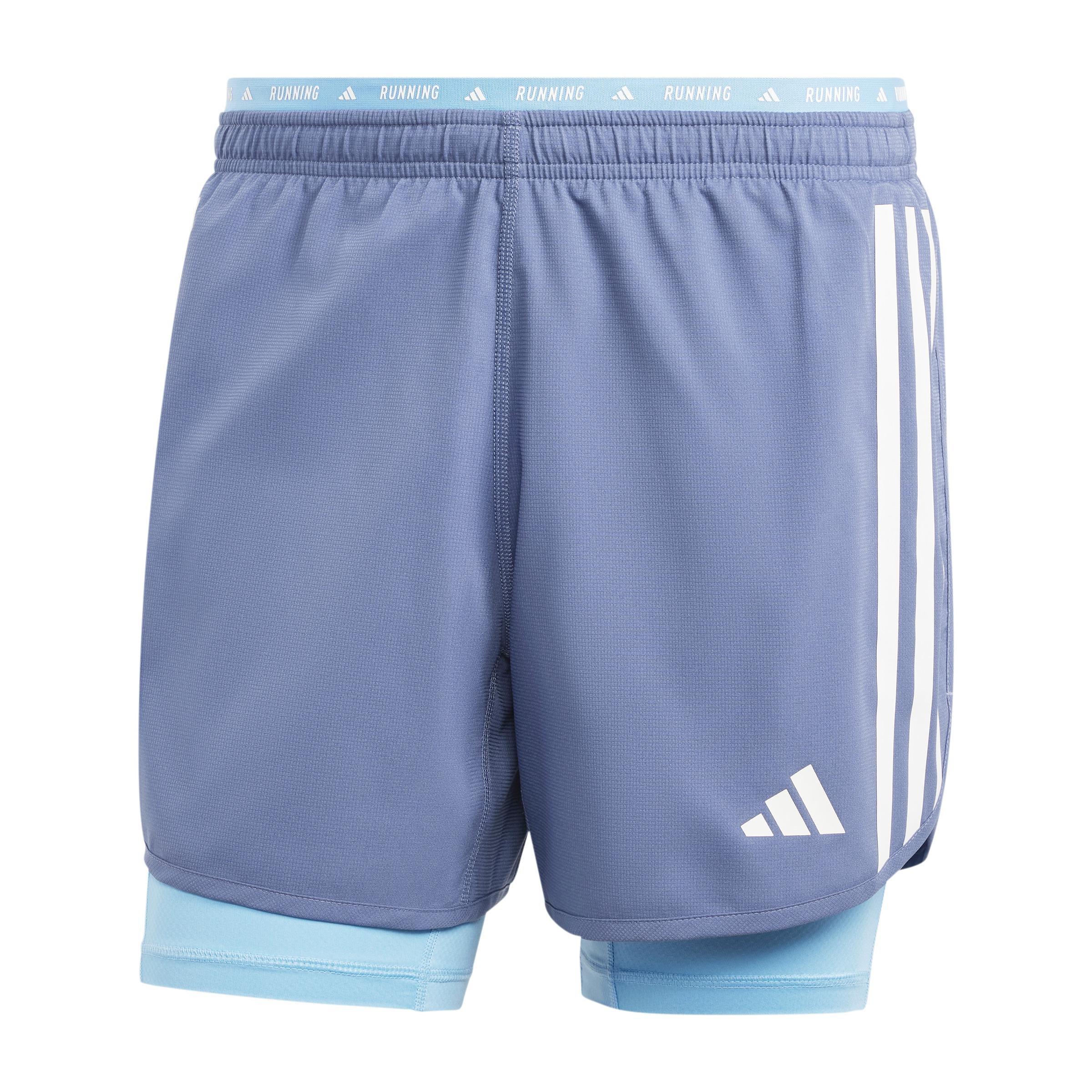 adidas - Men Own The Run 3-Stripes 2-In-1 Shorts, Blue
