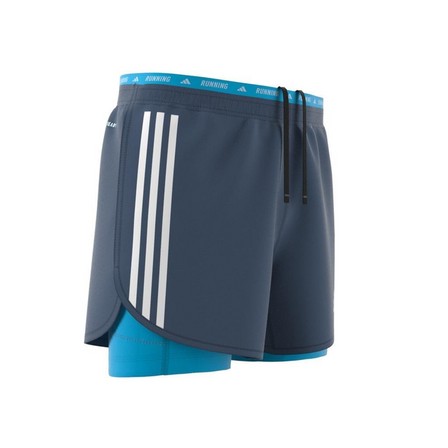 Men Own The Run 3-Stripes 2-In-1 Shorts, Blue, A701_ONE, large image number 9