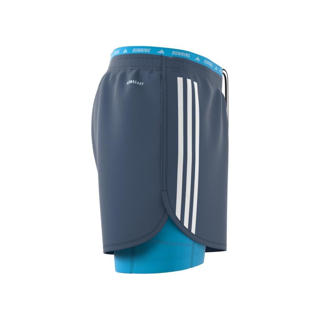 adidas - Men Own The Run 3-Stripes 2-In-1 Shorts, Blue
