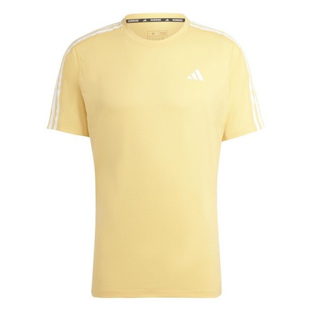 Men Own The Run 3-Stripes T-Shirt, Yellow, A701_ONE, large image number 1