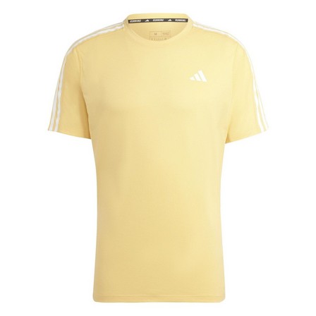 Men Own The Run 3-Stripes T-Shirt, Yellow, A701_ONE, large image number 2