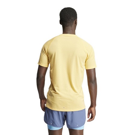 Men Own The Run 3-Stripes T-Shirt, Yellow, A701_ONE, large image number 3