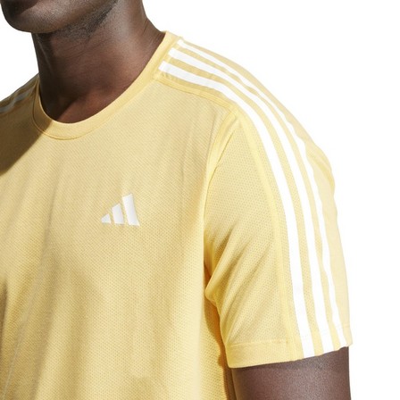 Men Own The Run 3-Stripes T-Shirt, Yellow, A701_ONE, large image number 5