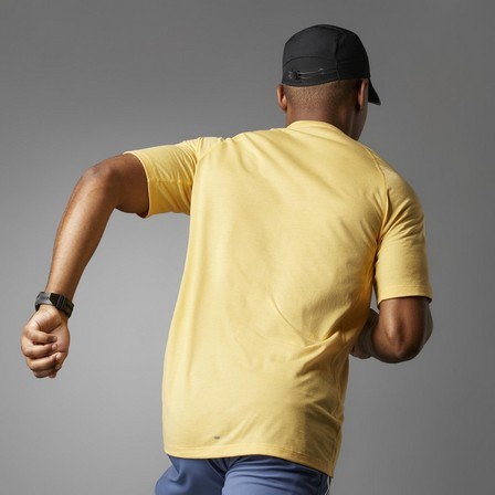 Men Own The Run 3-Stripes T-Shirt, Yellow, A701_ONE, large image number 7
