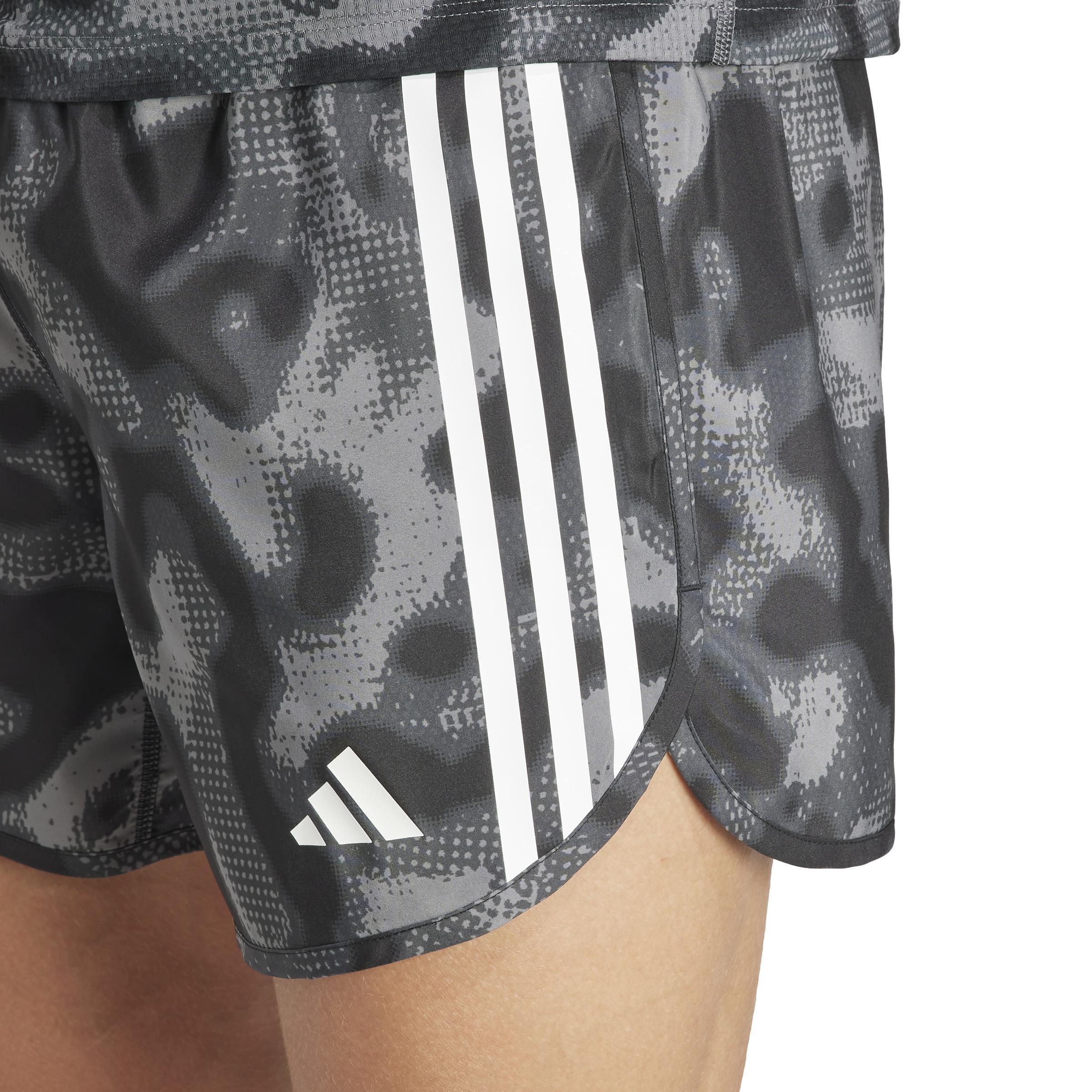 adidas - Men Own The Run 3-Stripes Allover Print Shorts, Grey