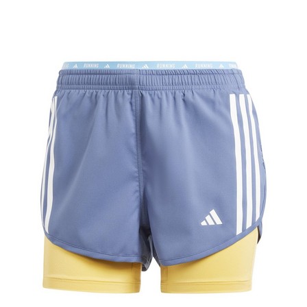 Women Own The Run 3-Stripes 2-In-1 Shorts, Blue, A701_ONE, large image number 2