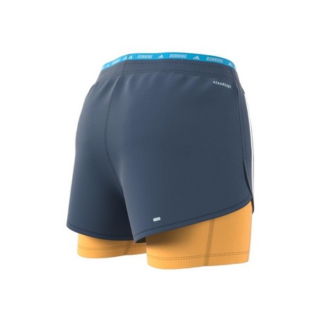 Women Own The Run 3-Stripes 2-In-1 Shorts, Blue, A701_ONE, large image number 6