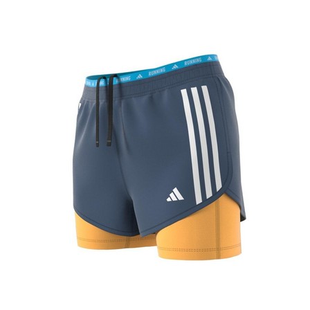 Women Own The Run 3-Stripes 2-In-1 Shorts, Blue, A701_ONE, large image number 8