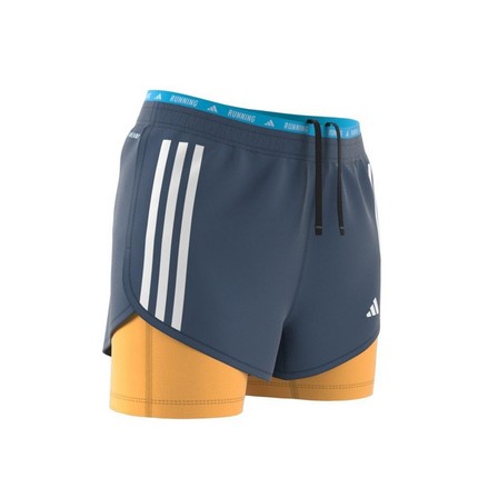 Women Own The Run 3-Stripes 2-In-1 Shorts, Blue, A701_ONE, large image number 12