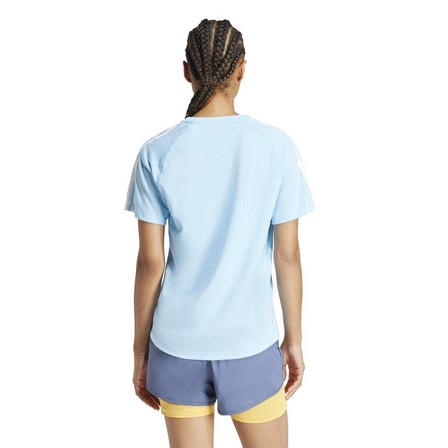 Women Own The Run 3-Stripes T-Shirt, Blue, A701_ONE, large image number 3