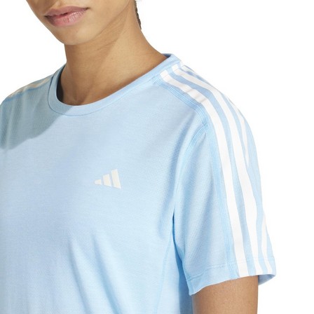 Women Own The Run 3-Stripes T-Shirt, Blue, A701_ONE, large image number 5