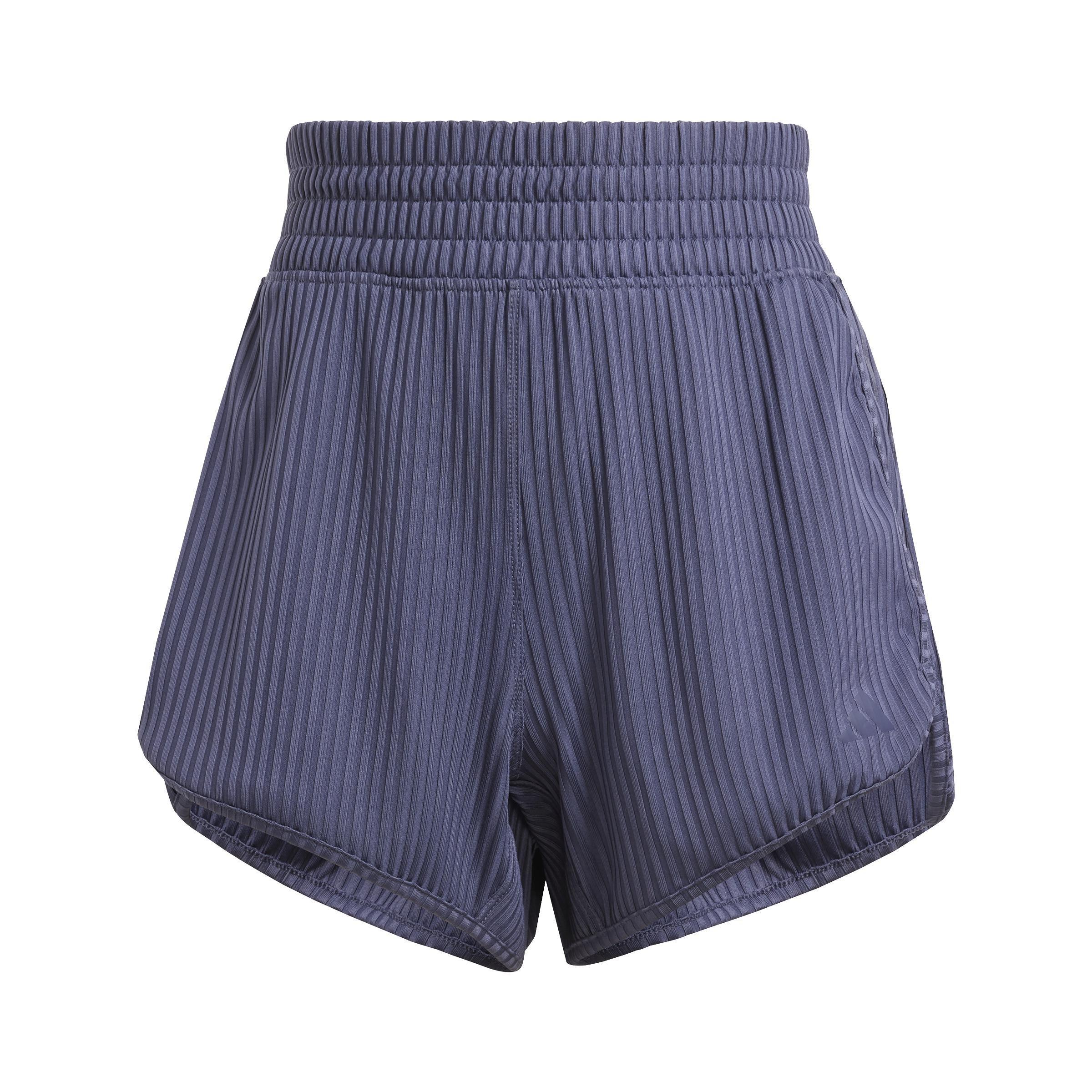 Pacer All Gym Seasonal Rib High-Rise Tonal 3-Stripes Shorts, Blue, A701_ONE, large image number 2