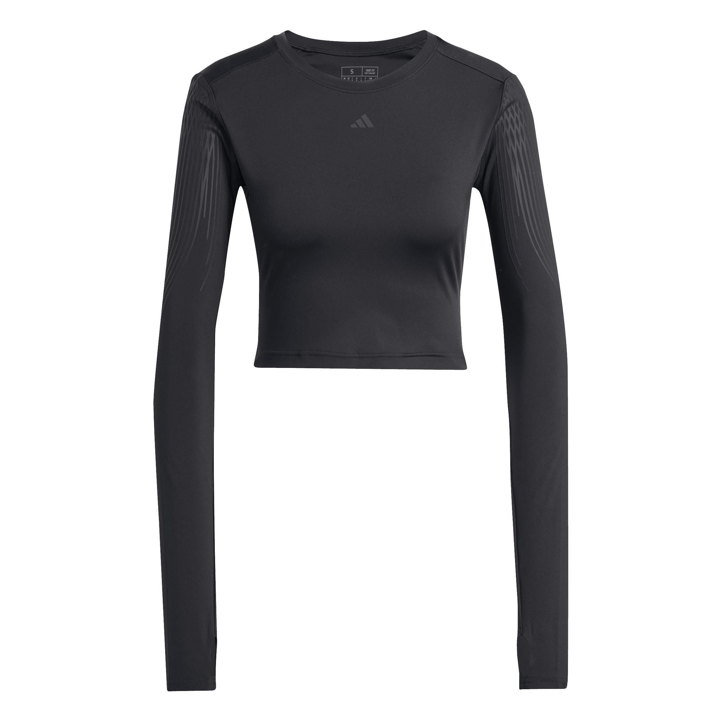 Pro Series Training Long Sleeve Crop Top, Black, A701_ONE, large image number 0