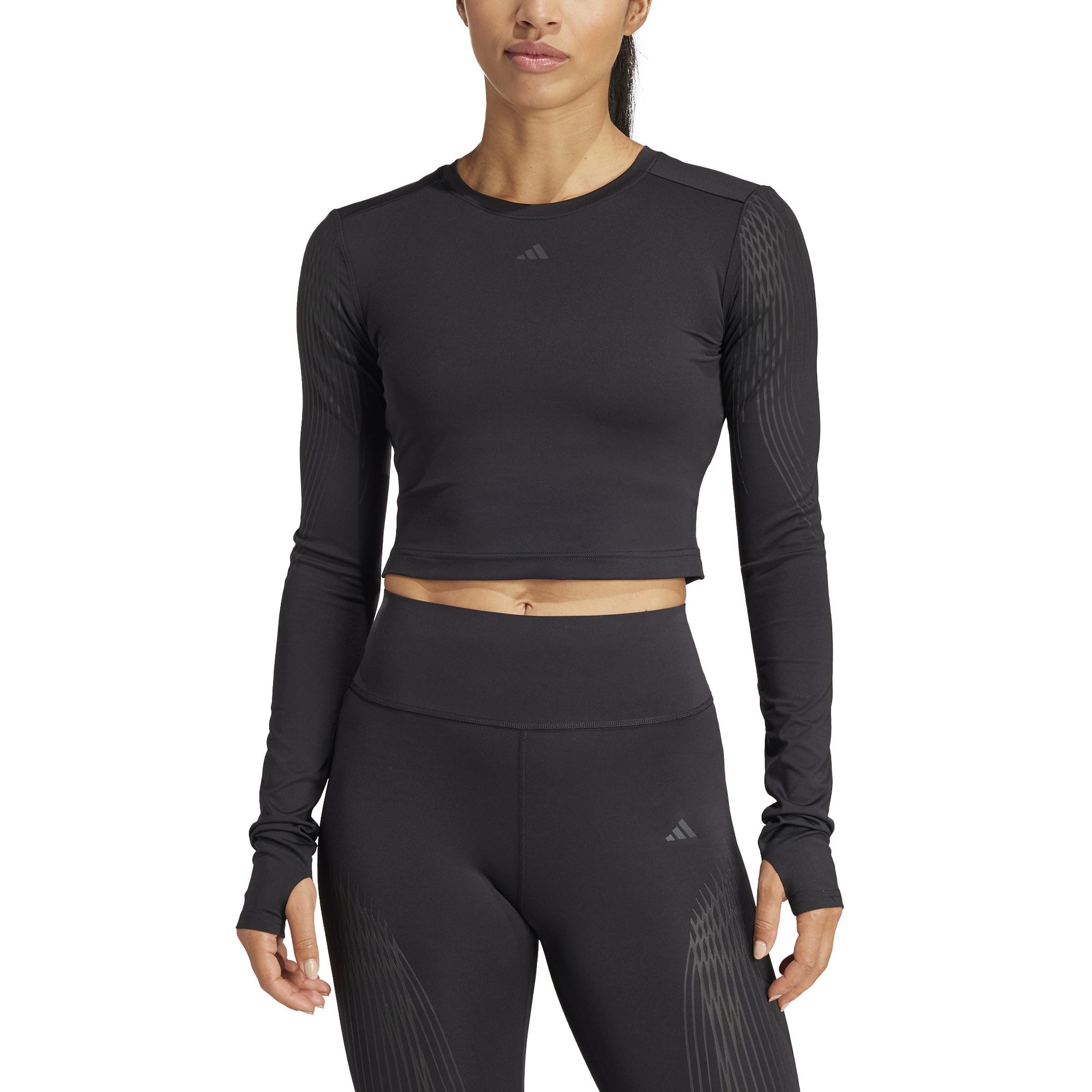 Pro Series Training Long Sleeve Crop Top, Black, A701_ONE, large image number 2